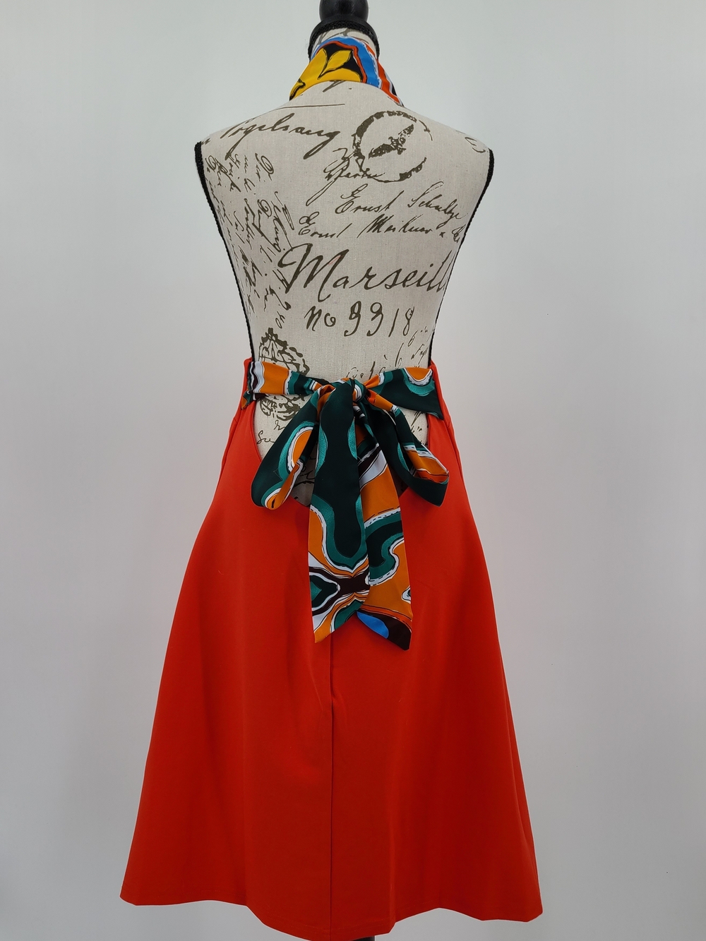 Modcloth Red Tropical Backless Halter Apron Style Dress Size Medium